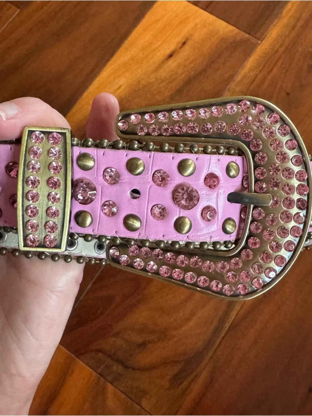 Pink Embellished Women’s Belt with Crystal Accents XL 38” - Picture 4 of 4